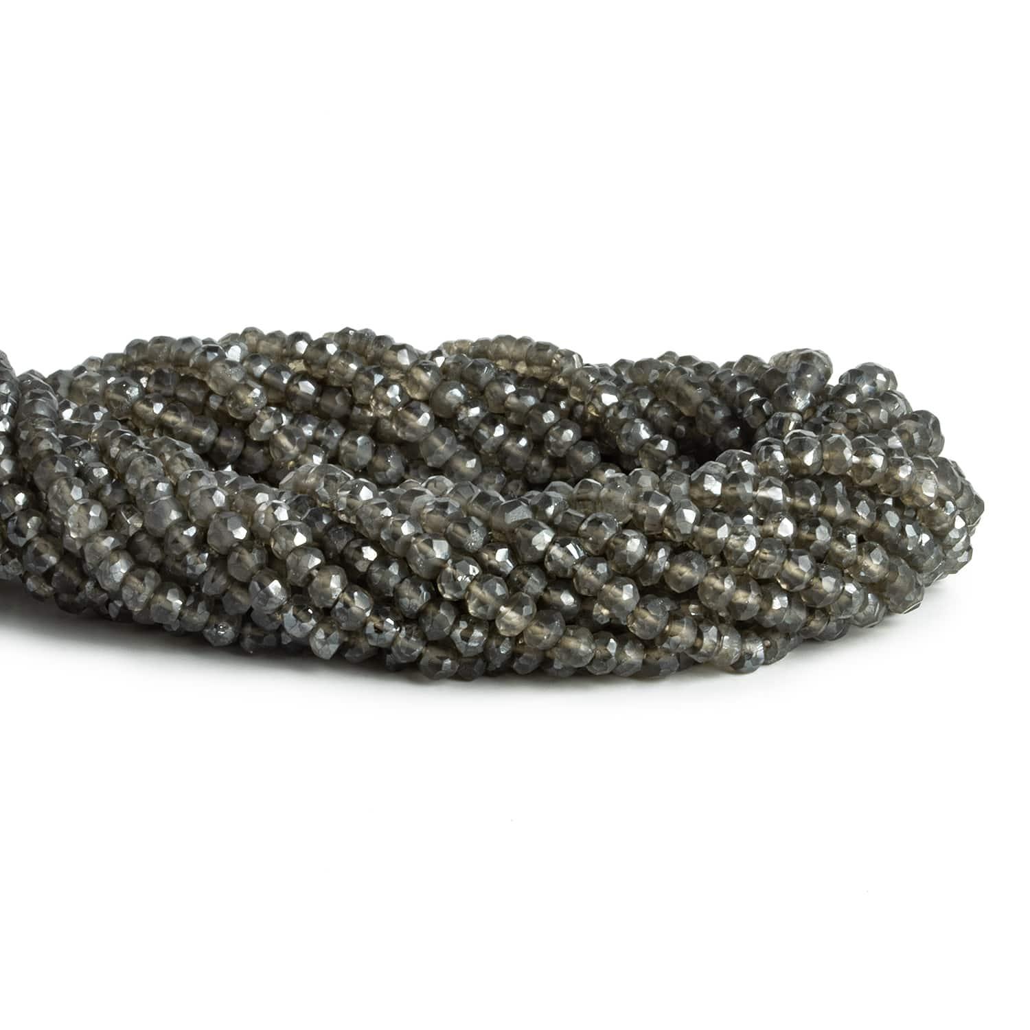 4mm Mystic Smoky Quartz Faceted Rondelles 13 inch 115 beads - The Bead Traders