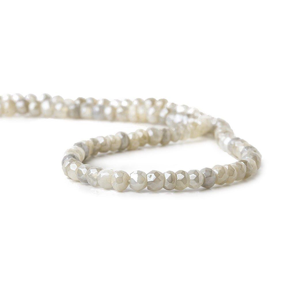 4mm Mystic White & Platinum Moonstone faceted rondelle beads 13 inch 105 pieces - The Bead Traders