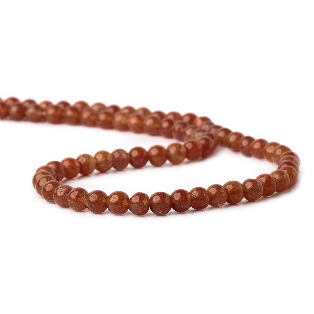 4mm Orange Aventurine plain round beads 14 inch 75 pieces - The Bead Traders