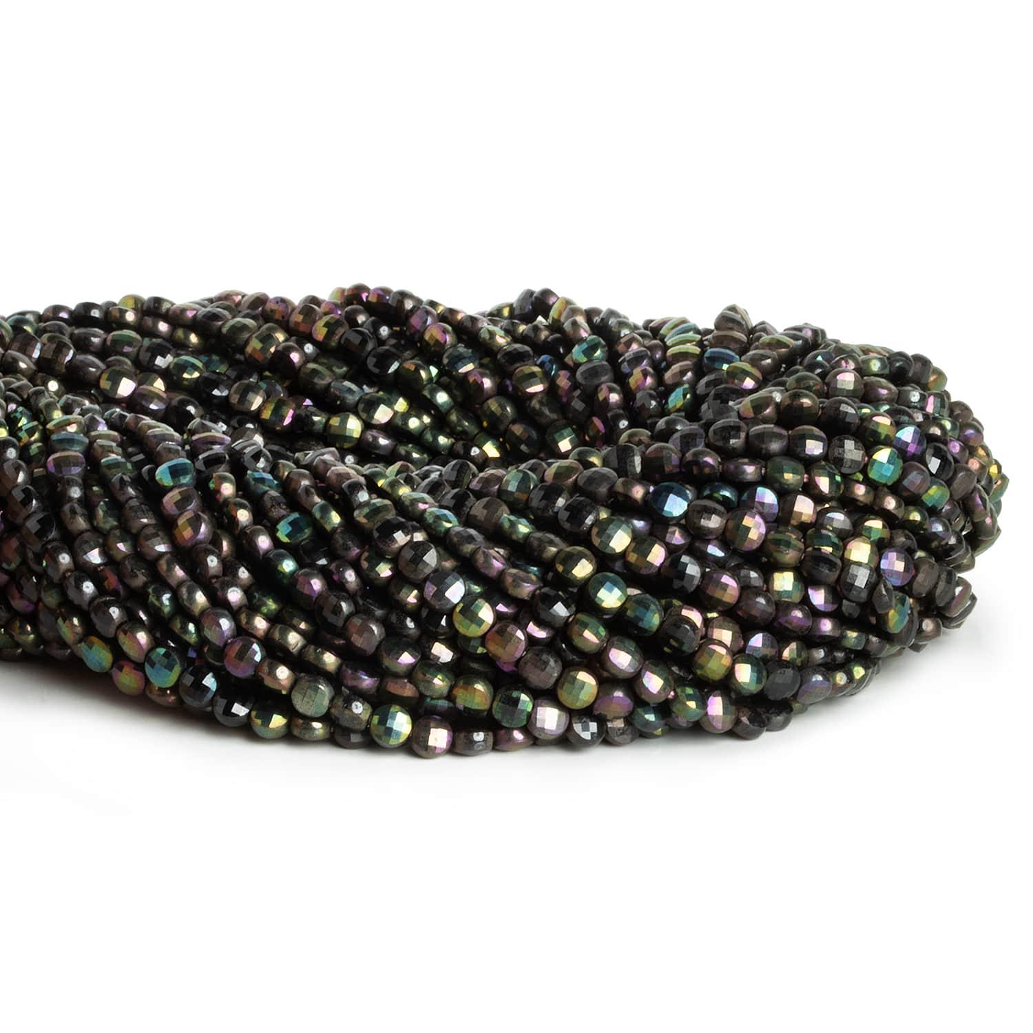 4mm Peacock Mystic Black Spinel 12 inch 80 beads - The Bead Traders