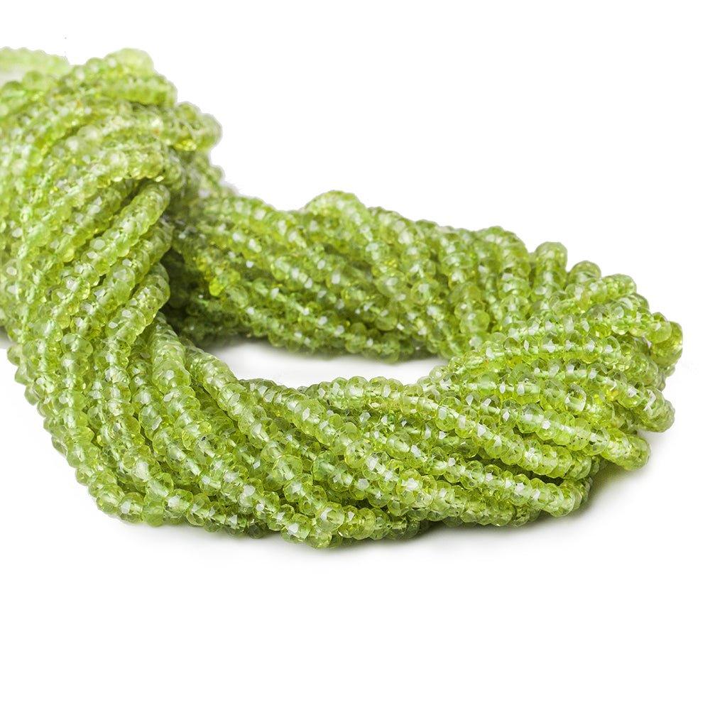 4mm Peridot faceted rondelle beads 13 inch 135 pieces - The Bead Traders