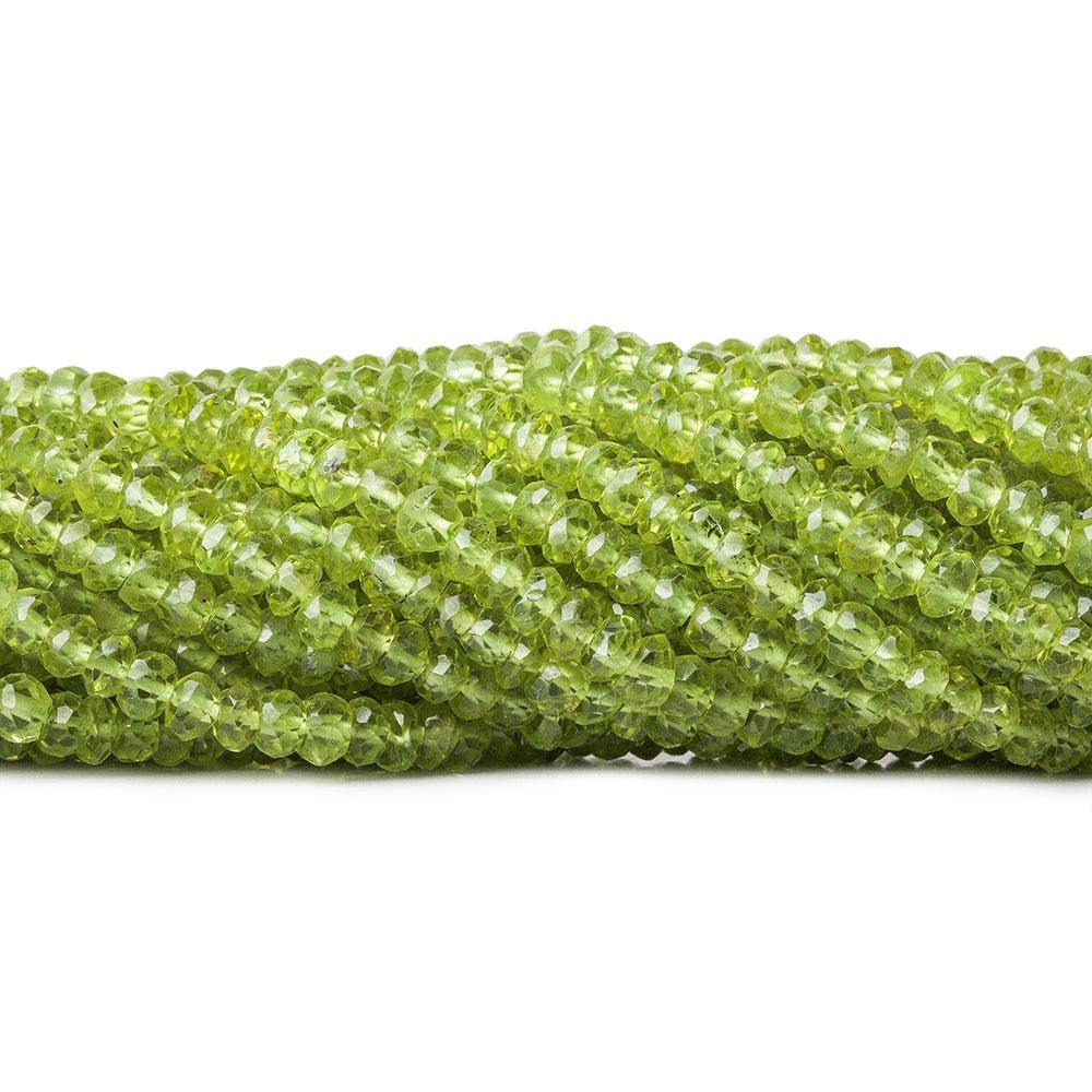 4mm Peridot faceted rondelle beads 13 inch 135 pieces - The Bead Traders