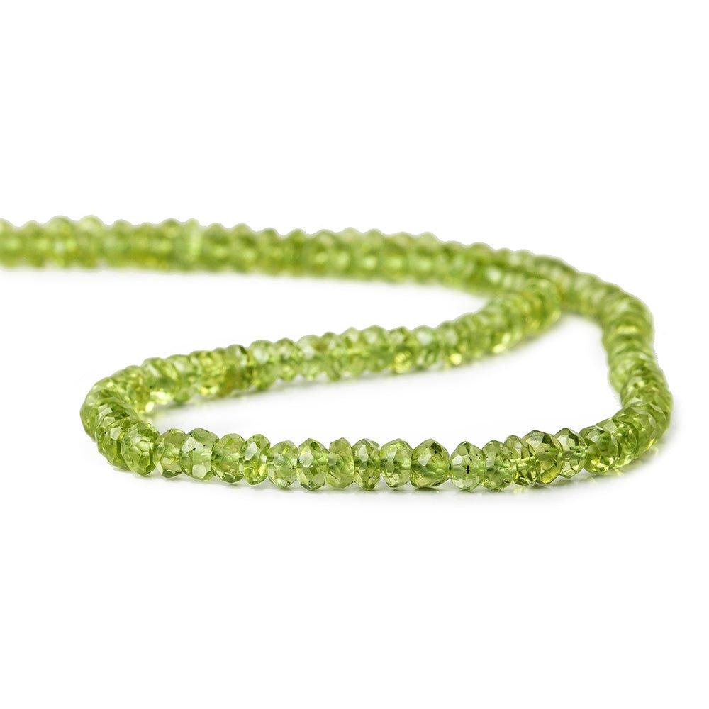 4mm Peridot faceted rondelle beads 13 inch 135 pieces - The Bead Traders