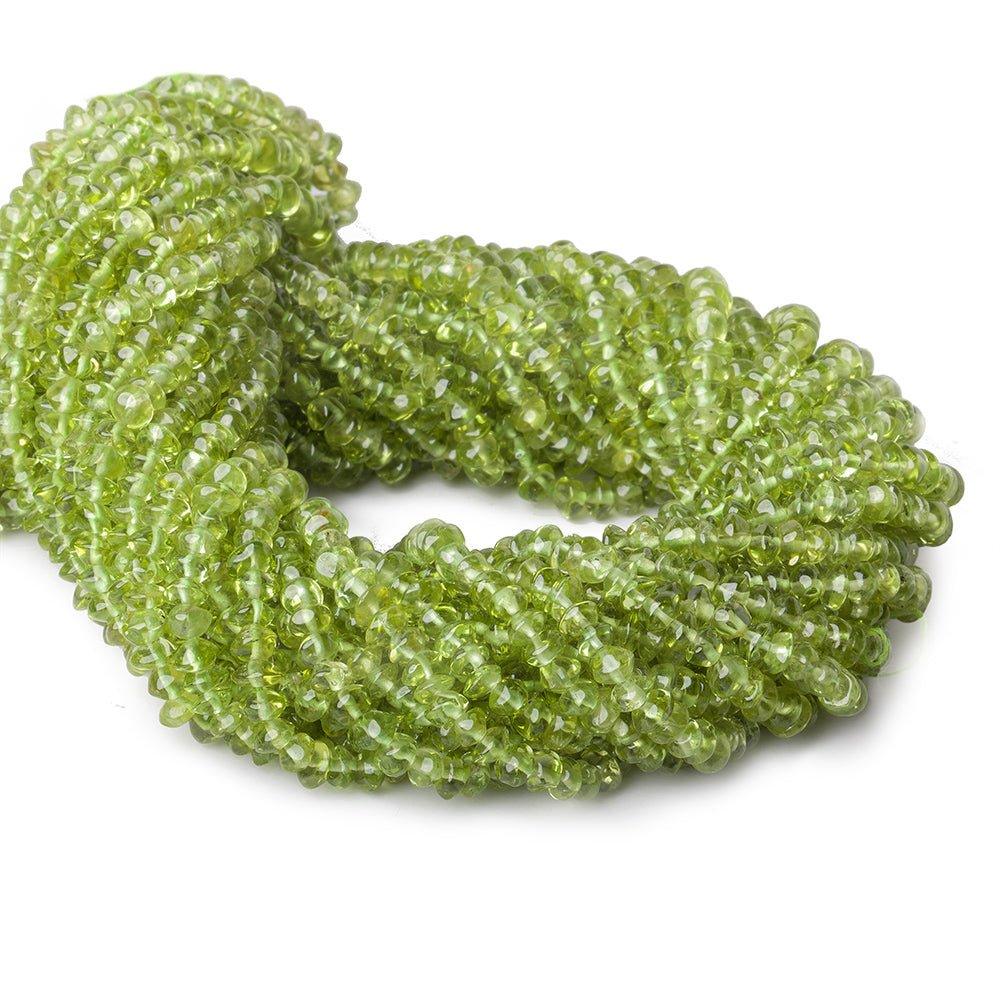 4mm Peridot Plain Rondelle Beads 13 inches 140 pieces - The Bead Traders