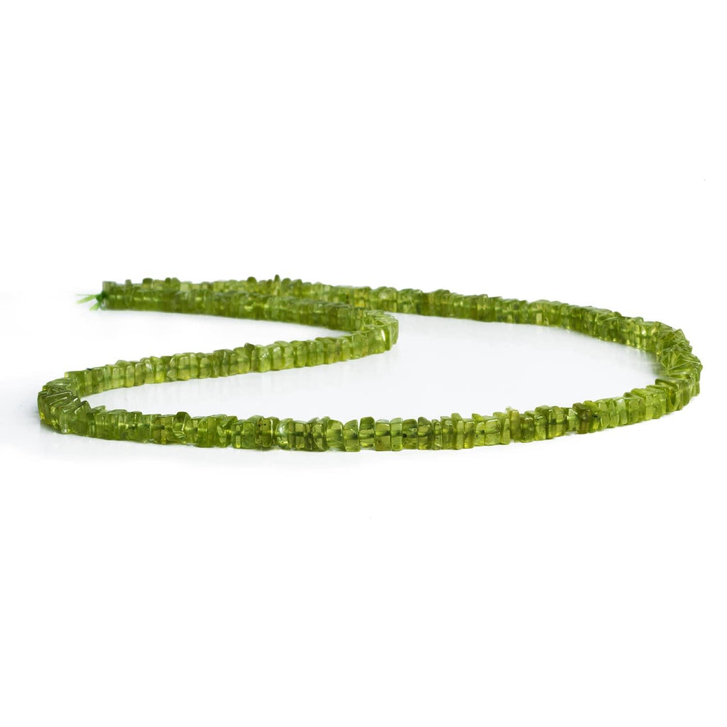 4mm Peridot Square Heishis 16 inch 240 beads - The Bead Traders