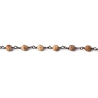 4mm Picture Jasper faceted round Black Gold Rosary Chain by the foot 31 beads - The Bead Traders