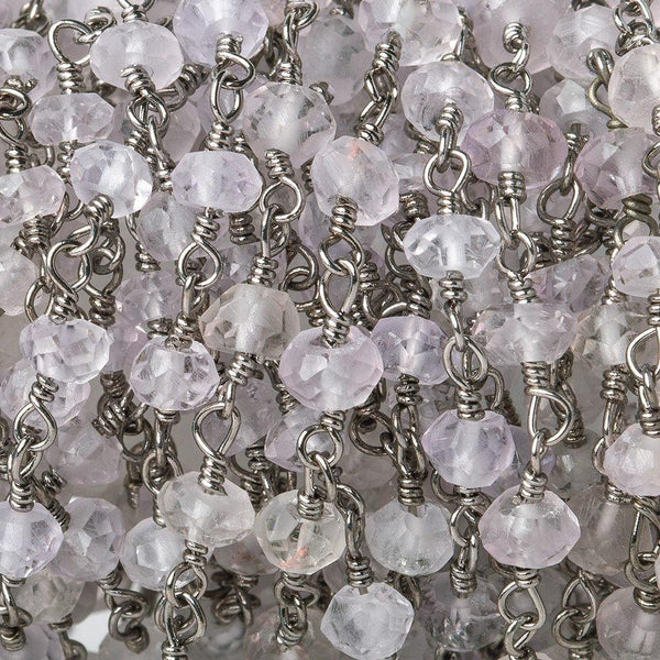 4mm Pink Amethyst faceted rondelle Black Gold plated Chain by the foot 38 pcs