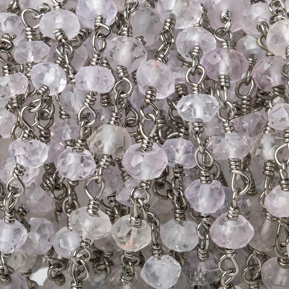 4mm Pink Amethyst faceted rondelle Black Gold plated Chain by the foot 38 pcs - The Bead Traders