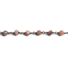 4mm Pink Peruvian Opal faceted rondelle Black Gold Chain by the foot 34 pieces - The Bead Traders