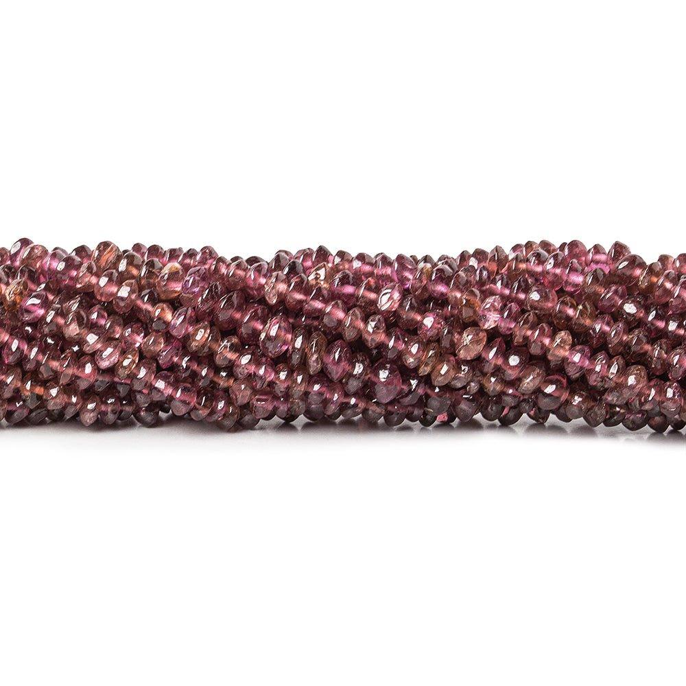 4mm Pink Tourmaline irregular plain rondelle Beads 14 inch 114 pieces - The Bead Traders