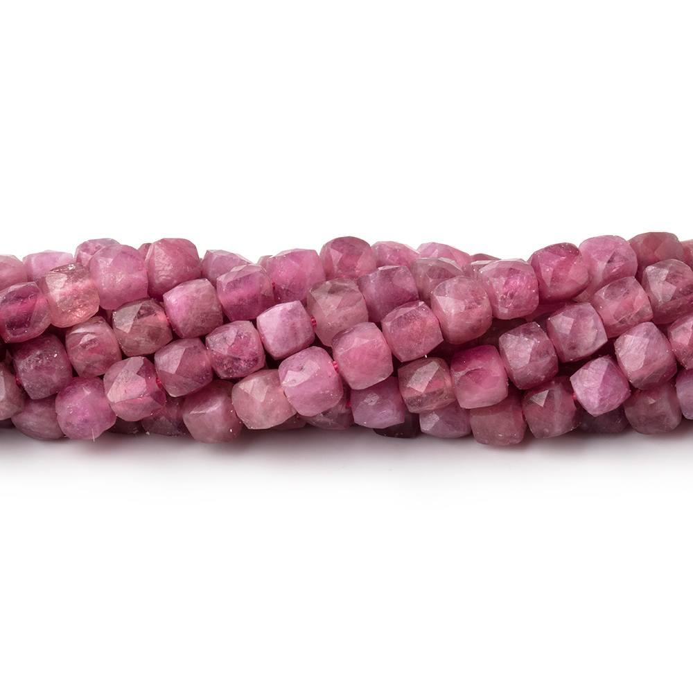 4mm Pink Tourmaline Micro Faceted Cube Beads 12 inch 80 pieces - The Bead Traders