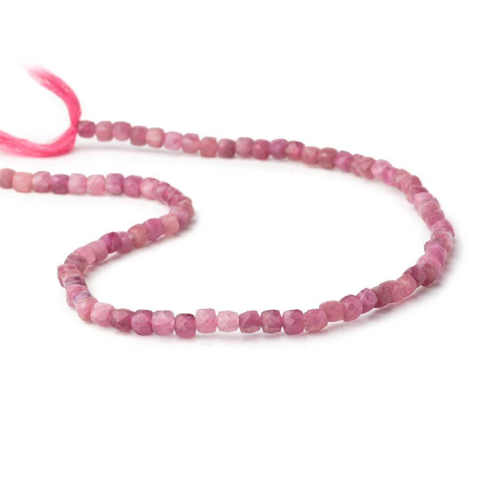 4mm Pink Tourmaline Micro Faceted Cube Beads 12 inch 80 pieces - The Bead Traders
