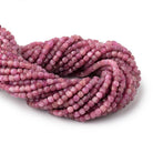 4mm Pink Tourmaline Micro Faceted Cube Beads 12 inch 80 pieces - The Bead Traders