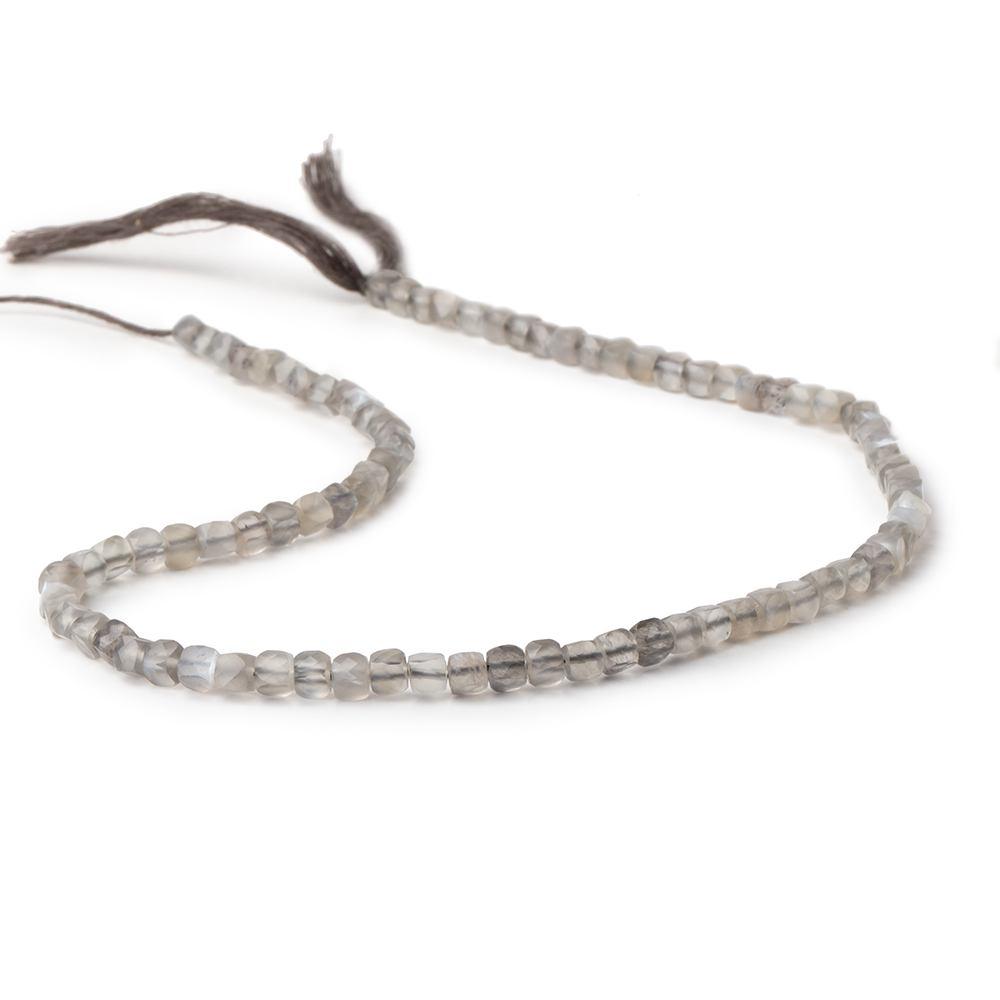4mm Platinum Moonstone Micro Faceted Cube Beads 12 inch 85 pieces - The Bead Traders