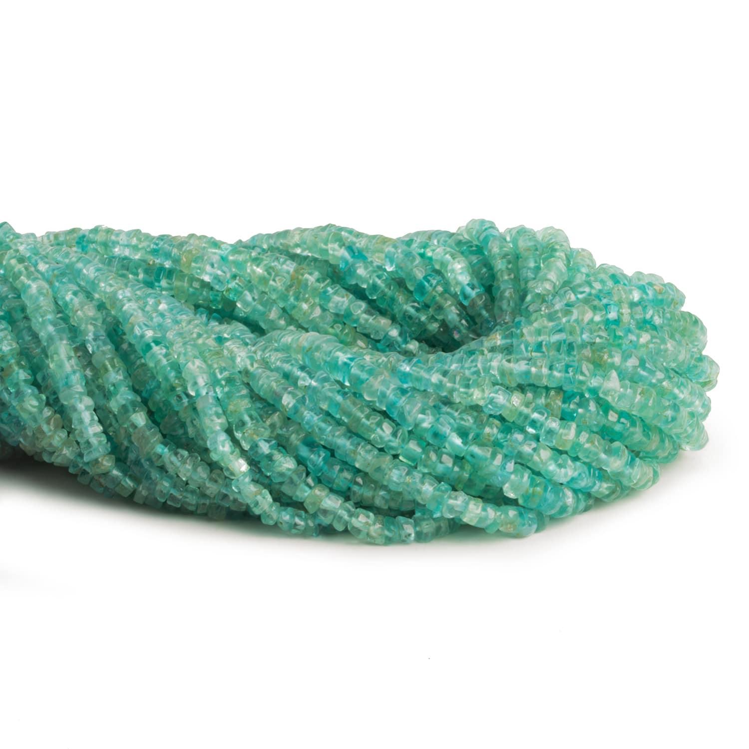 4mm Pool Blue Apatite plain Tire beads 12.5 inch 145 pieces - The Bead Traders