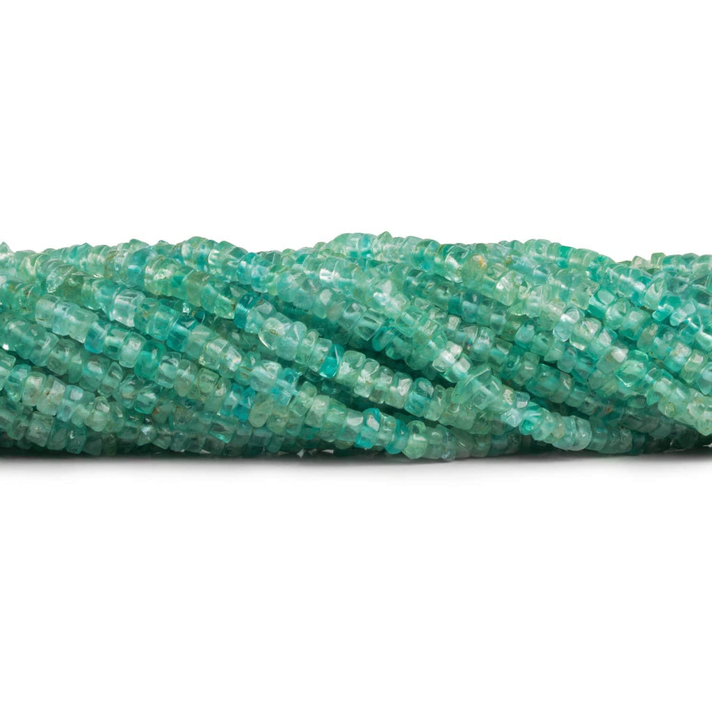 4mm Pool Blue Apatite plain Tire beads 12.5 inch 145 pieces - The Bead Traders
