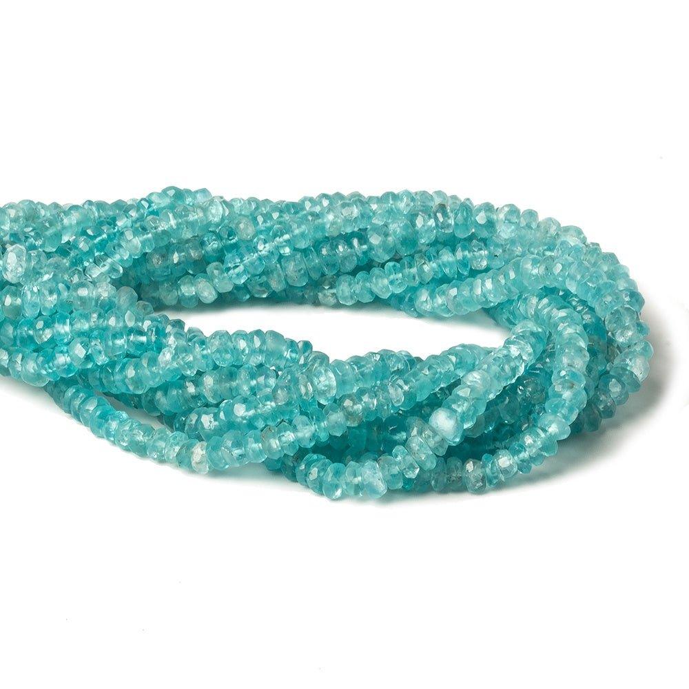 4mm Poolwater Blue Apatite faceted rondelle beads 13 inch 152 pieces - The Bead Traders