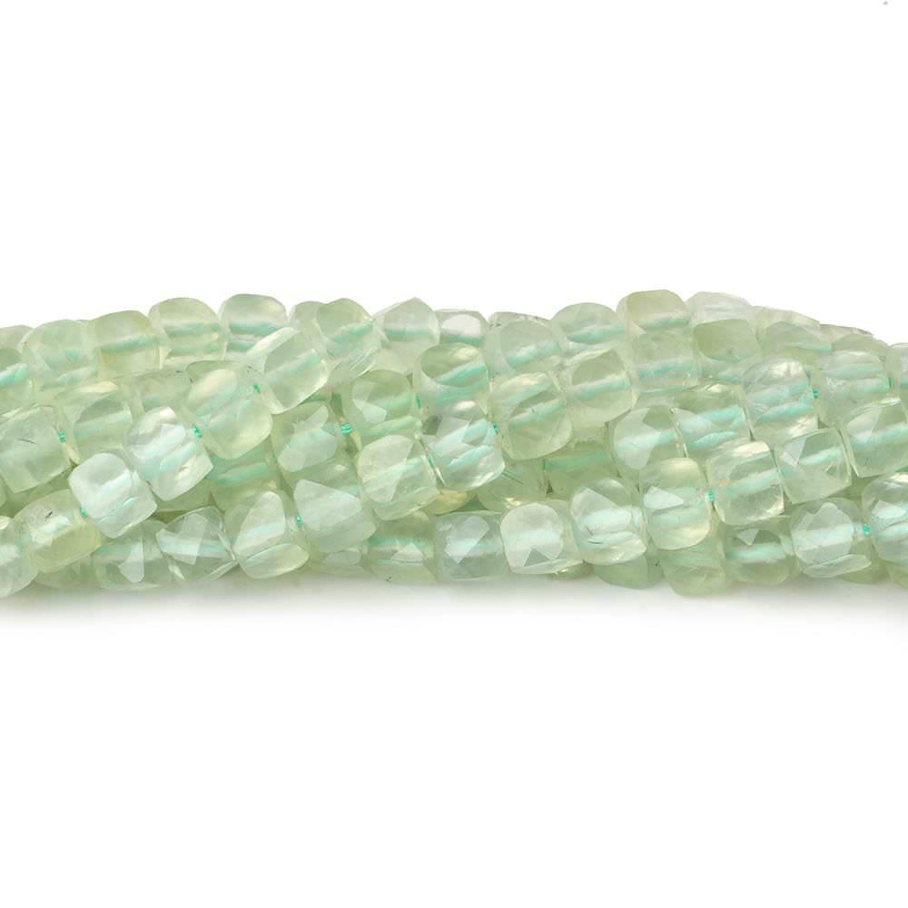 4mm Prehnite micro faceted cubes 12 inch 80 beads - The Bead Traders