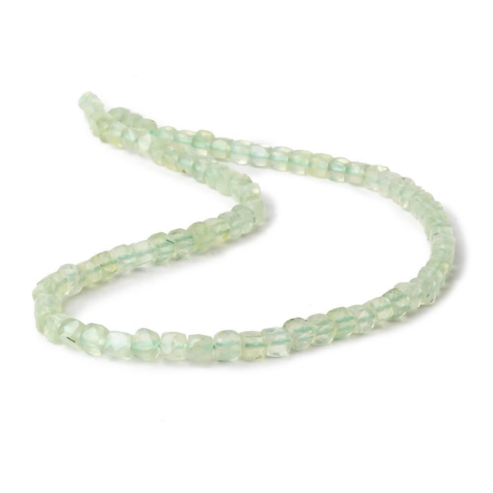 4mm Prehnite micro faceted cubes 12 inch 80 beads - The Bead Traders