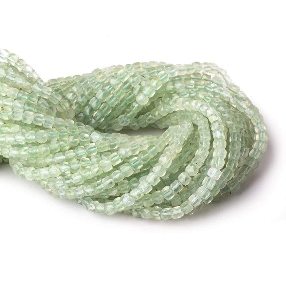 4mm Prehnite micro faceted cubes 12 inch 80 beads - The Bead Traders