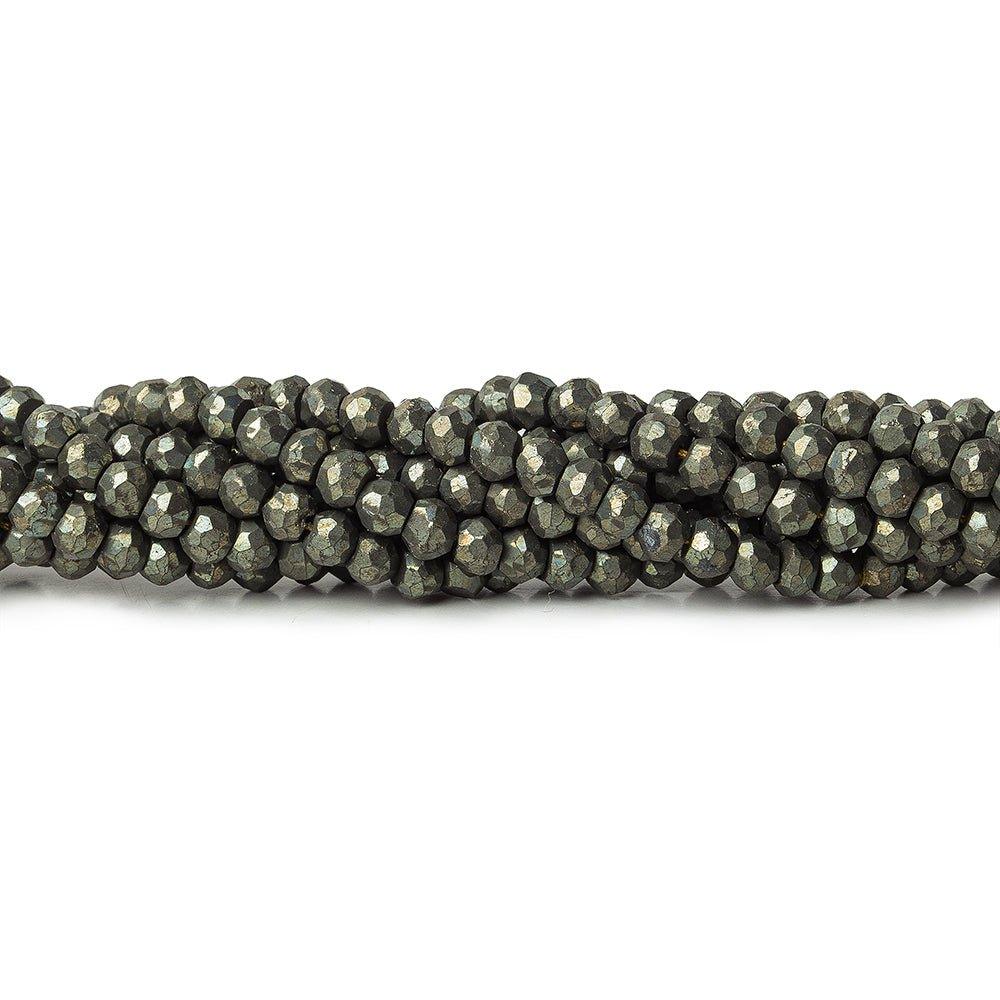 4mm Pyrite Faceted Rondelle Beads, 13.5" length, 108 pieces - The Bead Traders
