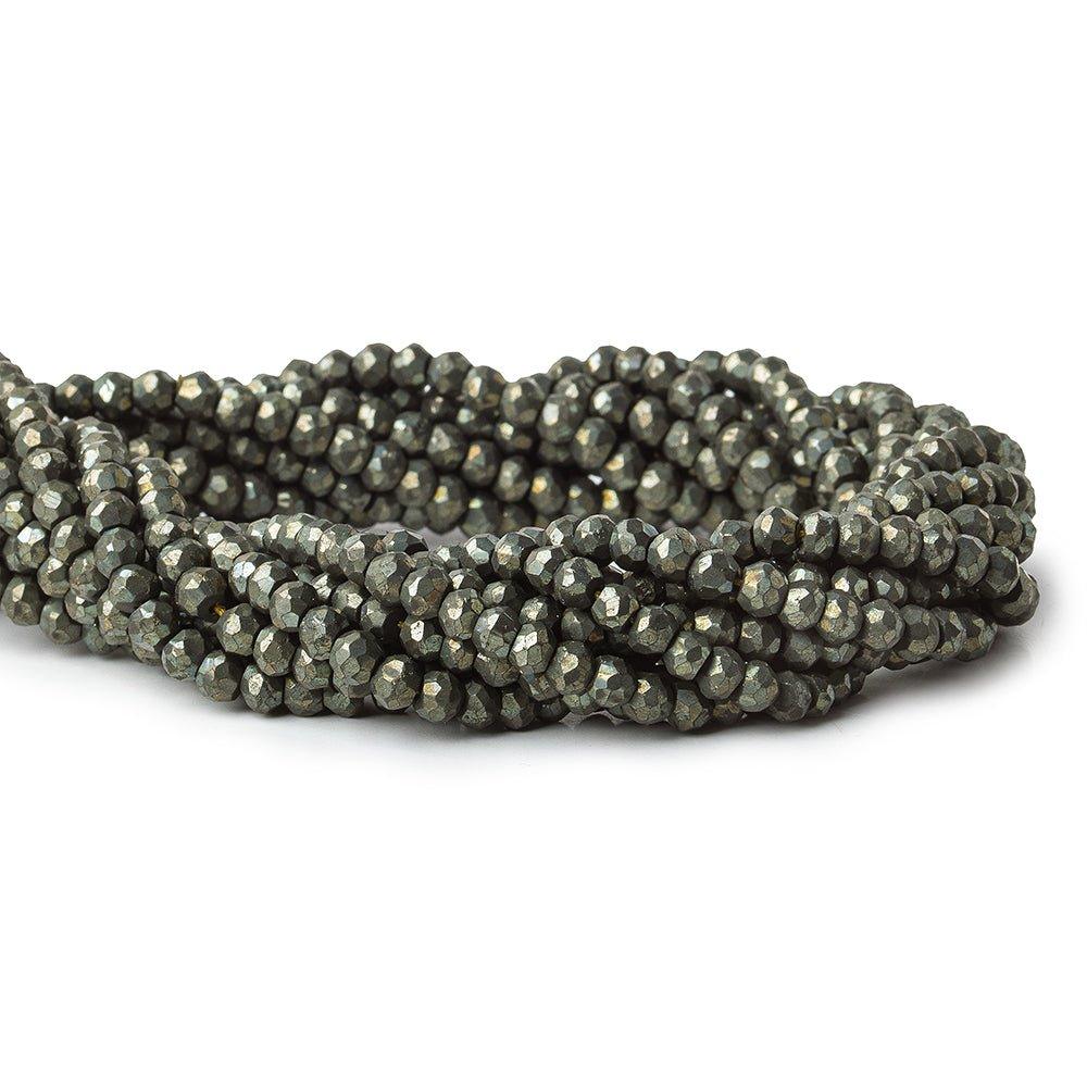 4mm Pyrite Faceted Rondelle Beads, 13.5" length, 108 pieces - The Bead Traders