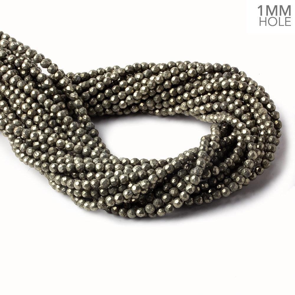 4mm Pyrite faceted round beads 15.5 inch 100 pieces - The Bead Traders