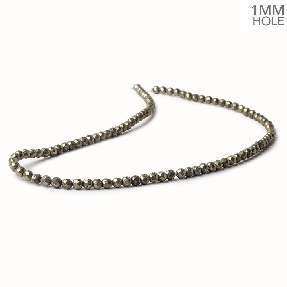 4mm Pyrite faceted round beads 15.5 inch 100 pieces - The Bead Traders