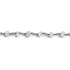 4mm Rainbow Moonstone faceted rondelle Black Gold plated Chain by the foot - The Bead Traders