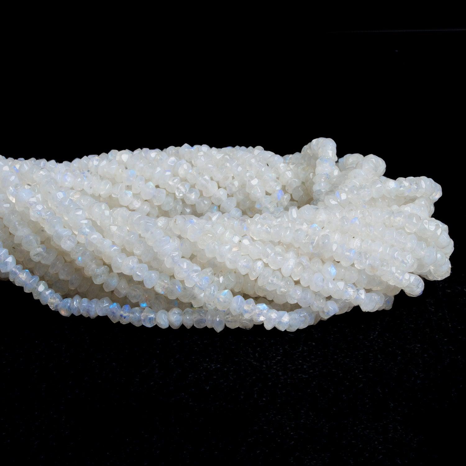 4mm Rainbow Moonstone Faceted Rondelles 12 inch 120 beads - The Bead Traders