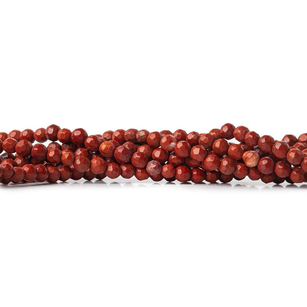 4mm Red Jasper Faceted Round Beads, 14 inch - The Bead Traders