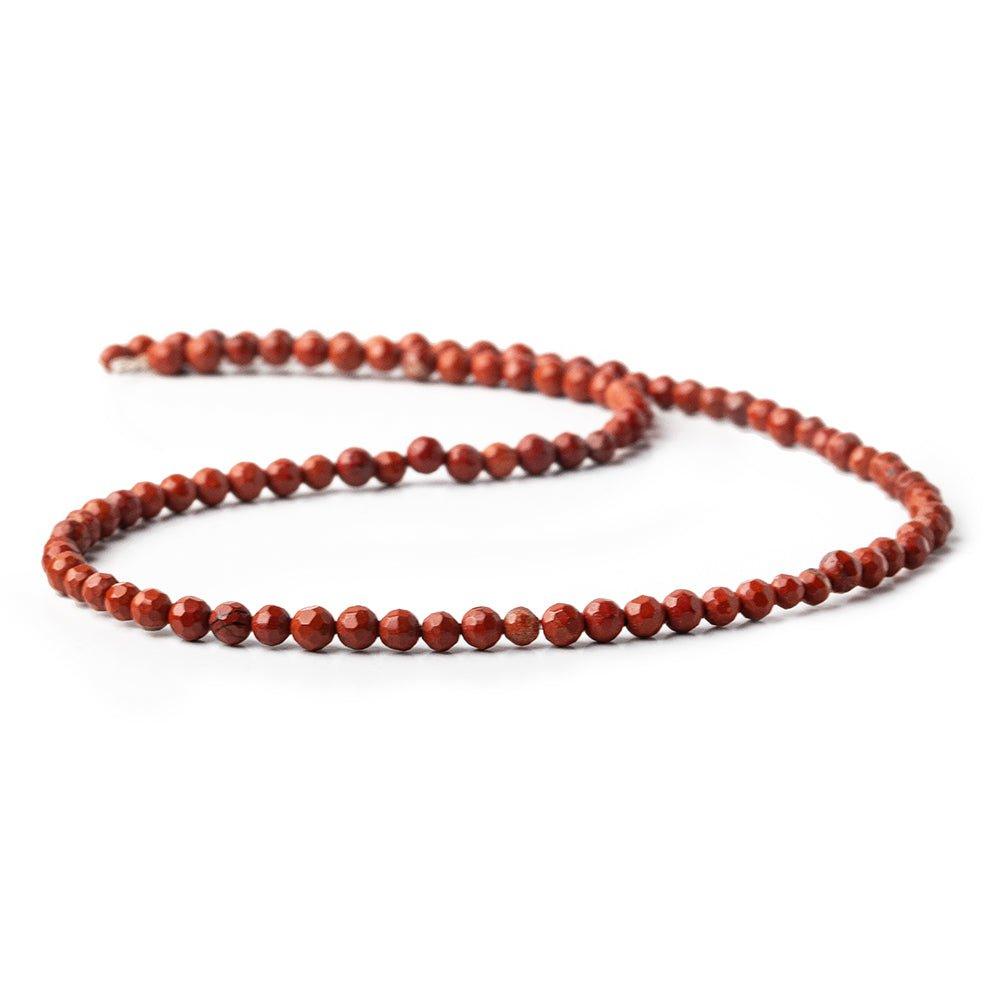 4mm Red Jasper Faceted Round Beads, 14 inch - The Bead Traders