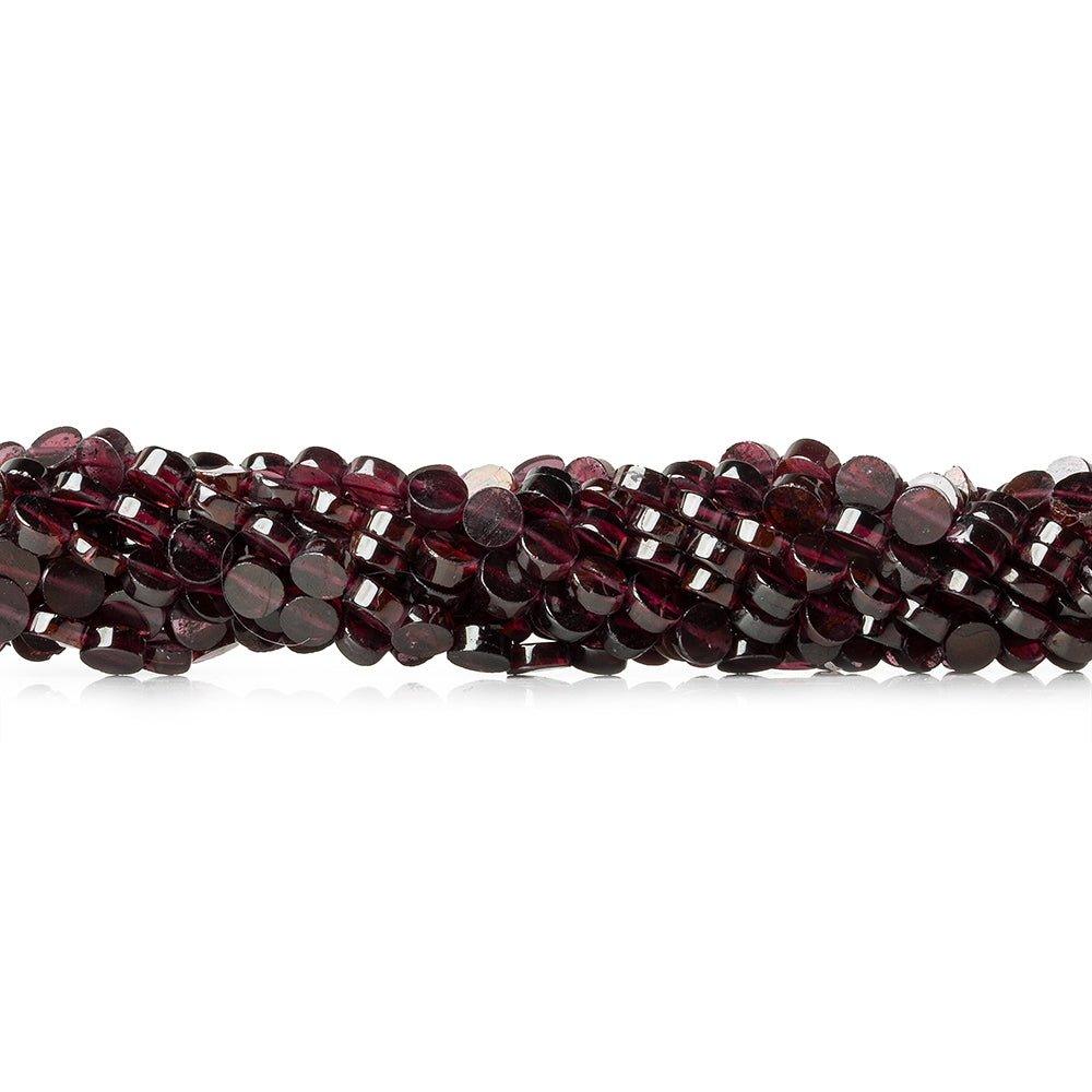 4mm Rhodolite Garnet Faceted Flat 4mm Coin Beads, 14 inch - The Bead Traders