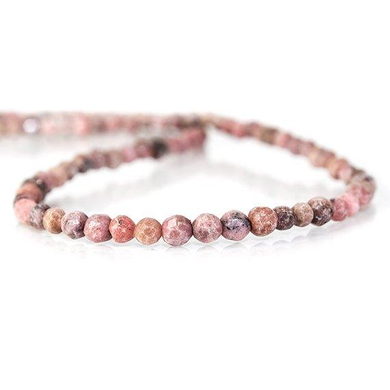 4mm Rhodonite faceted round beads 14 inch 96 pieces - The Bead Traders