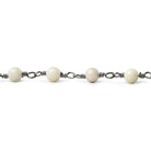 4mm River Stone Jasper plain round Black Gold plated Chain by the foot - The Bead Traders