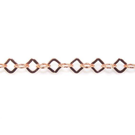 4mm Rose Gold plated Flat Square Link Chain sold by the foot - The Bead Traders
