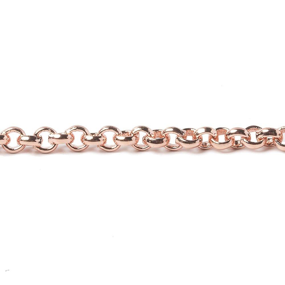 4mm Rose Gold plated Rolo Link Chain by the foot - The Bead Traders