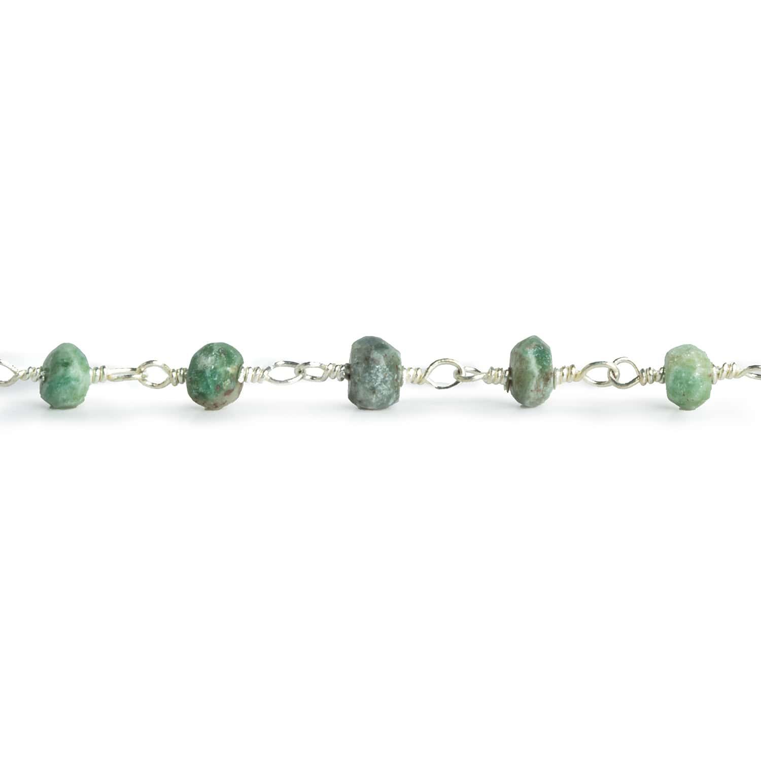 4mm Ruby in Fuschite Rondelle Silver Chain 34 pieces - The Bead Traders