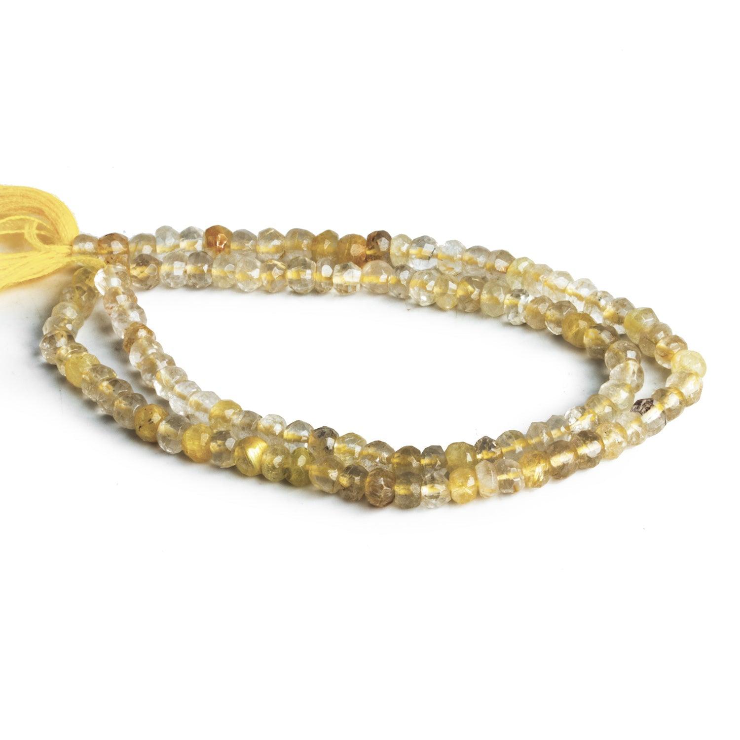 4mm Rutilated Quartz Handcut Rondelles 12 inch 105 beads - The Bead Traders