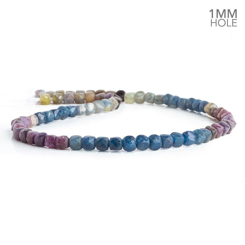 4mm Sapphire Faceted Cube Beads 12 inch 85 pieces - The Bead Traders