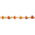 4mm Shaded Carnelian faceted rondelle Gold plated Chain by the foot 41 pieces - The Bead Traders