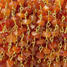 4mm Shaded Carnelian faceted rondelle Gold plated Chain by the foot 41 pieces - The Bead Traders