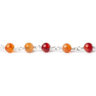 4mm Shaded Carnelian plain rounds Silver plated Wire Wrapped Chain - The Bead Traders