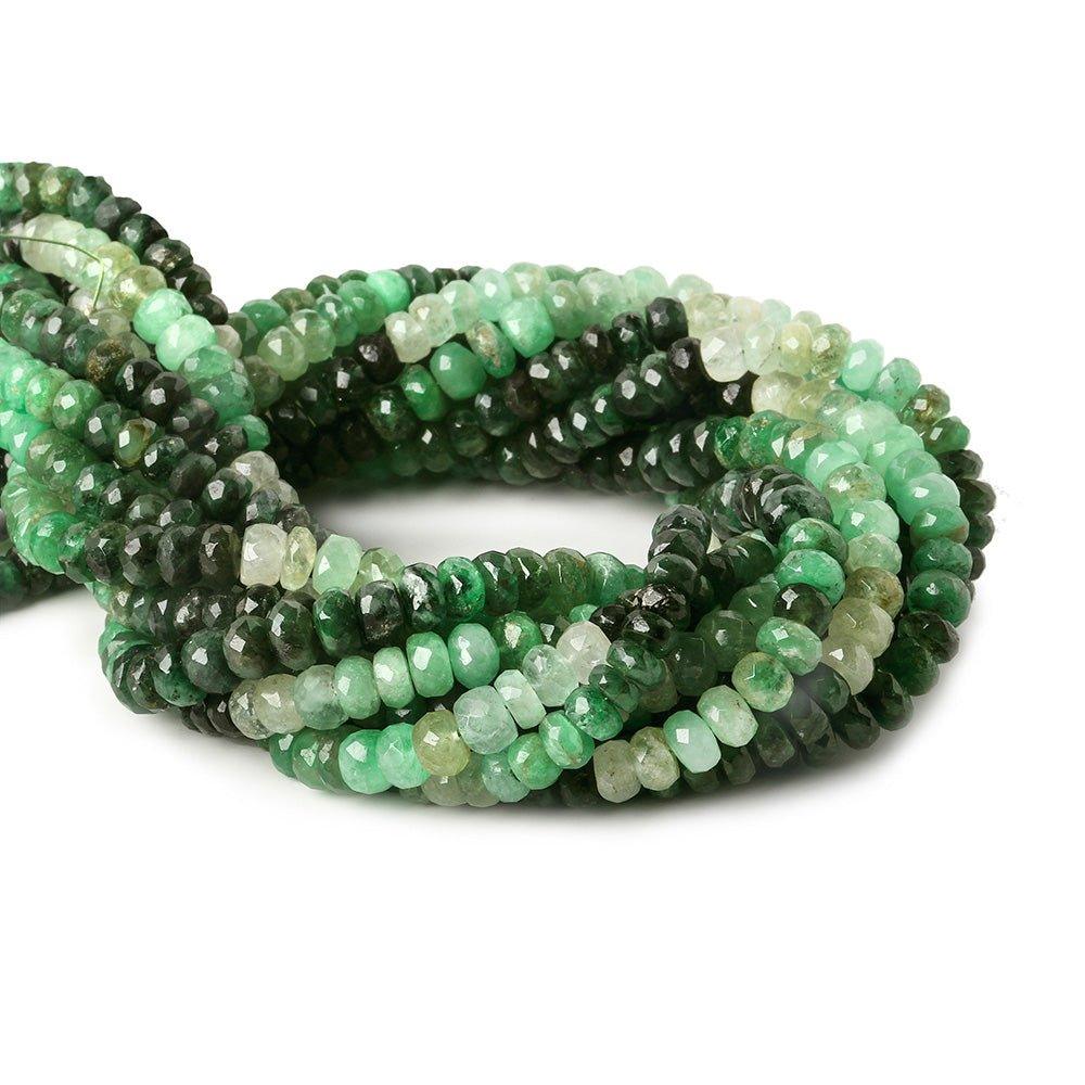 4mm Shaded Emerald faceted rondelles 16 inch 129 beads - The Bead Traders
