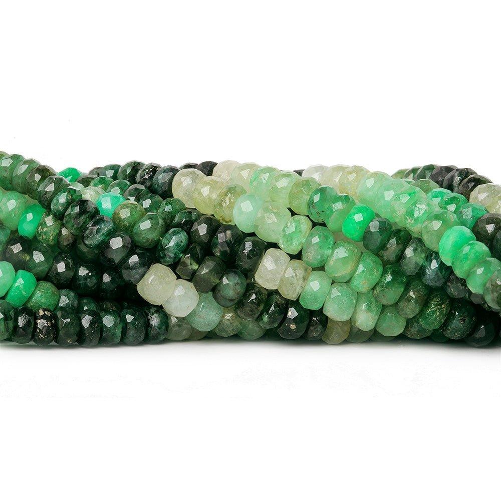 4mm Shaded Emerald faceted rondelles 16 inch 129 beads - The Bead Traders
