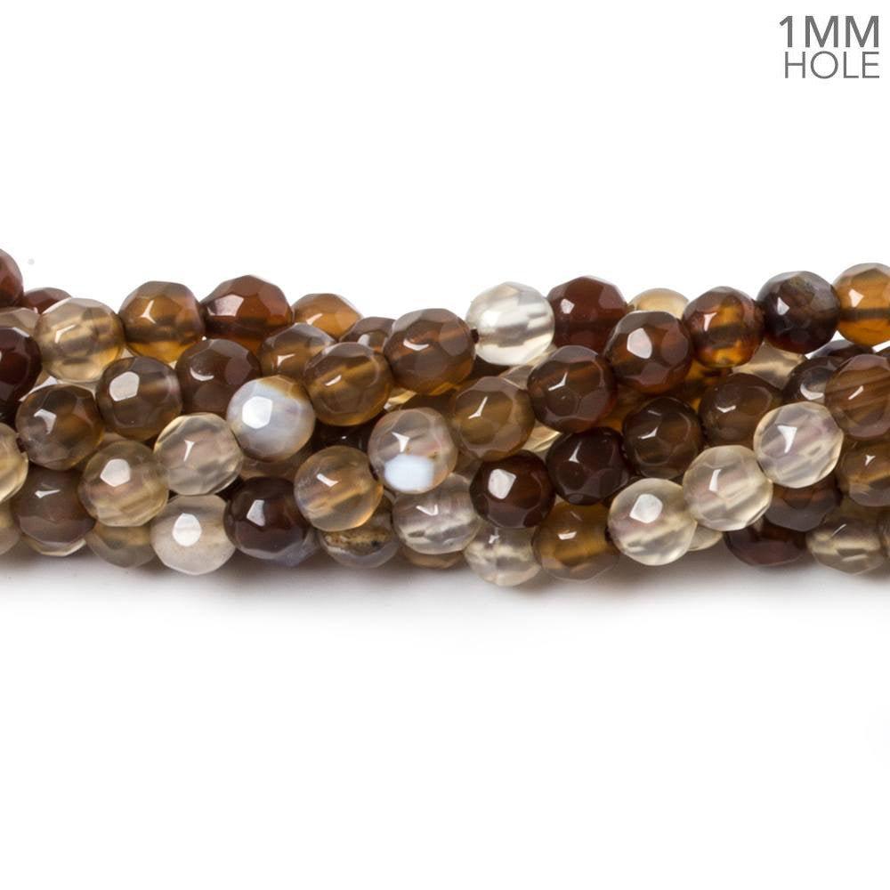 4mm Smoky Brown Agate faceted rounds 95 beads 15 inch - The Bead Traders