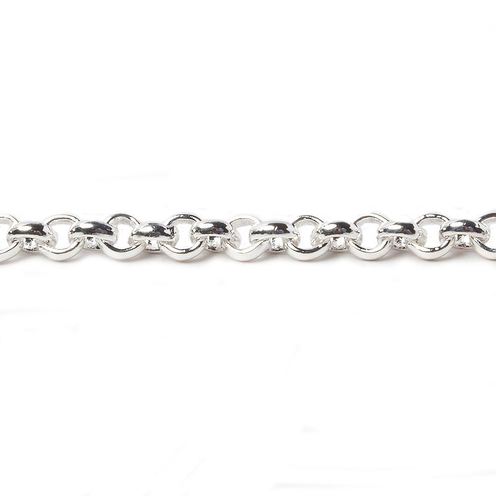 4mm Sterling Silver plated Rolo Link Chain by the foot - The Bead Traders