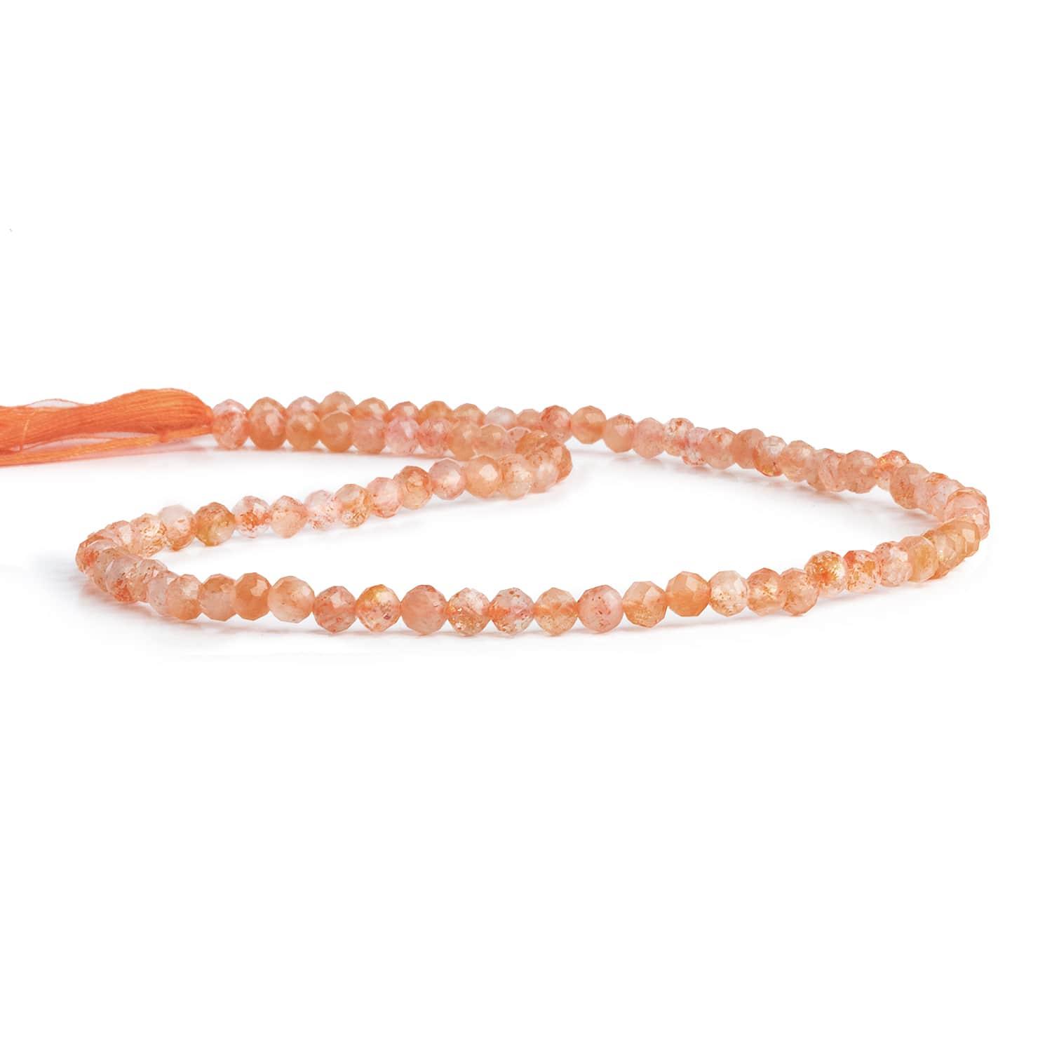 4mm Sunstone Microfaceted Round Beads 12 inch 85 pieces - The Bead Traders