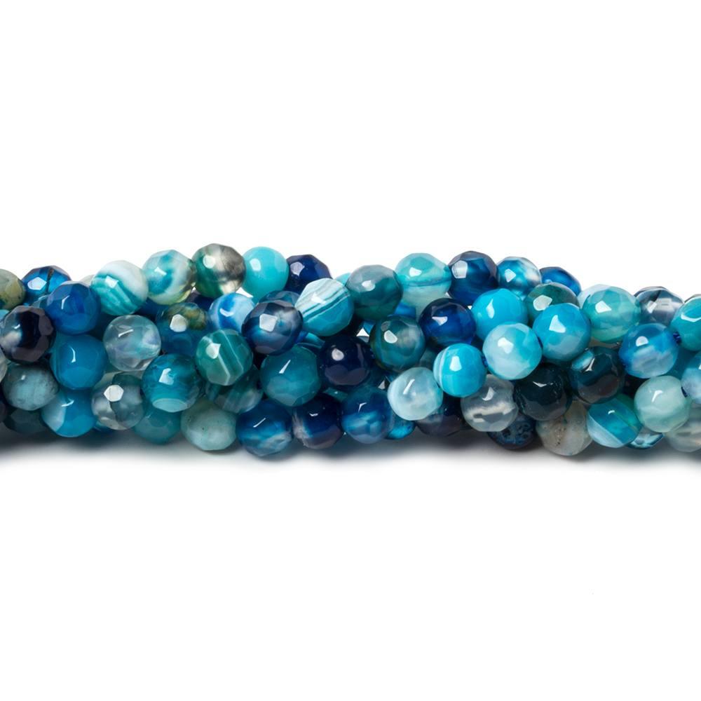 4mm Tangled Up In Blue Agate faceted rounds 95 beads 15 inch - The Bead Traders