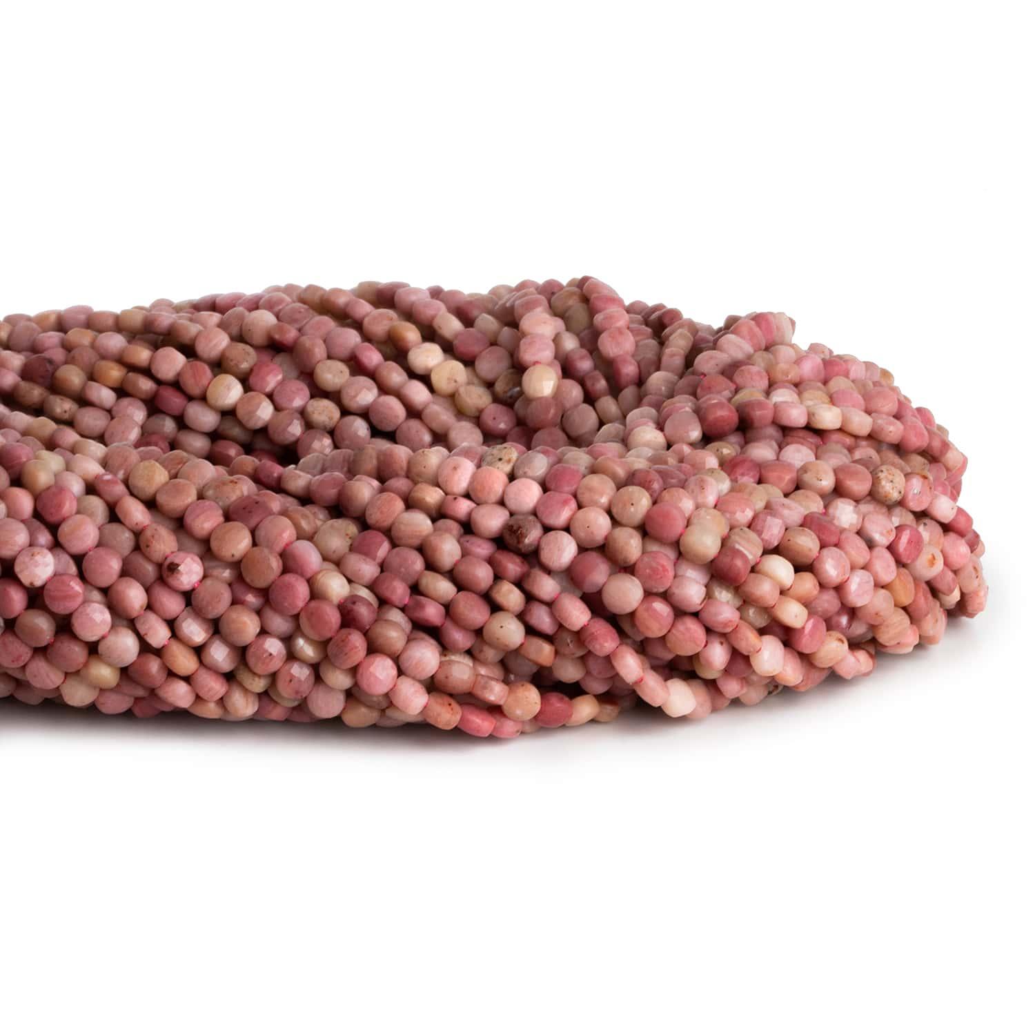 4mm Thulite Checkerboard Microfaceted Coins 12 inch 80 pieces - The Bead Traders
